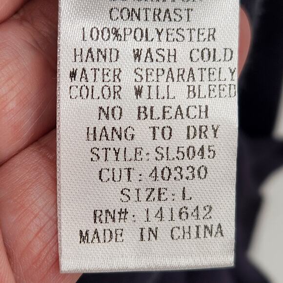 She+Sky Dark Navy Grommet Laced Tie Oversized Sweatshirt Women's L - Picture 9 of 11